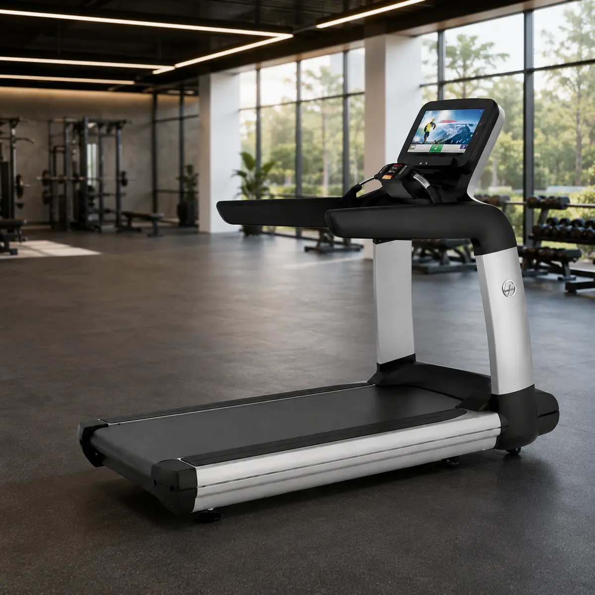 Trotadora profesional Discover T95 de 7 HP en gimnasio moderno